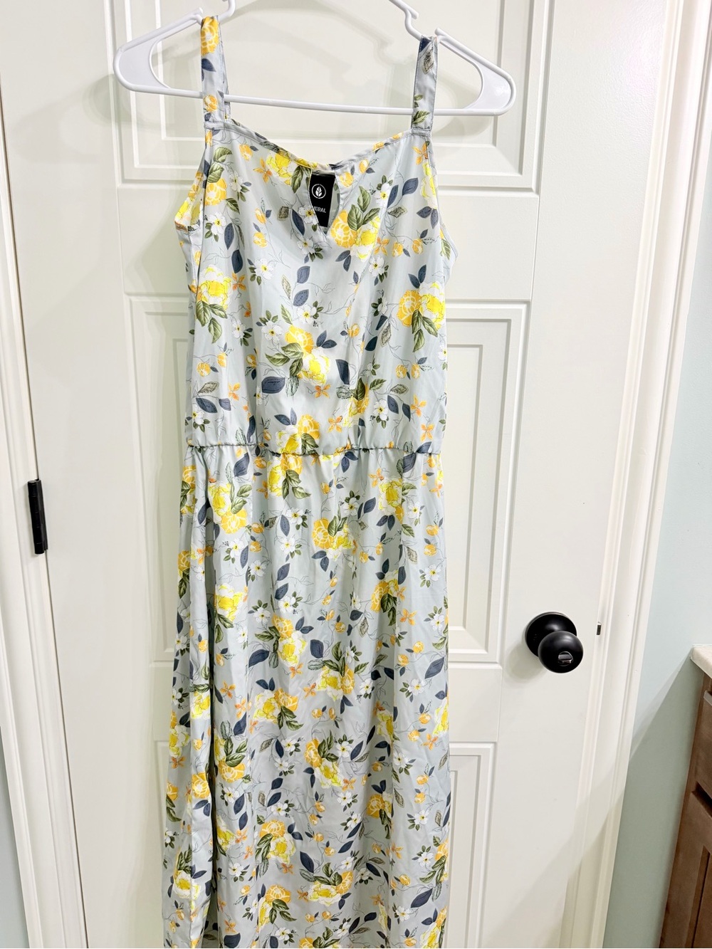 bareMinerals Light Blue Floral Maxi Dress with Yellow & Green Print